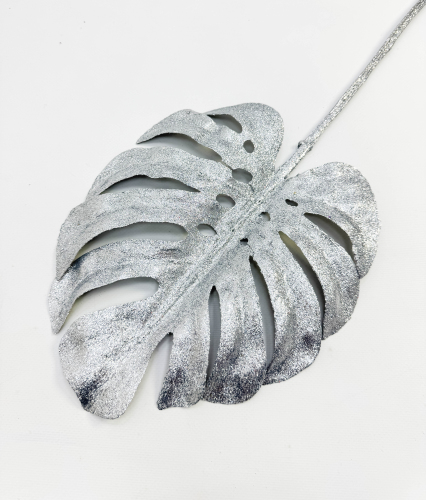 Лист монстеры серебро