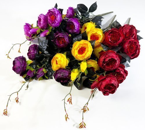 Ветка пиона "Цитрин" 7 цветков 2 бутона