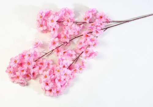 Ветка яблони 120 цветков 3 слоя розовая