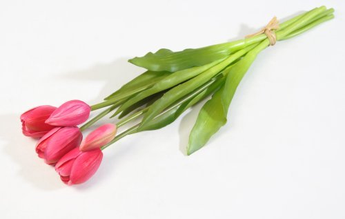 Букет тюльпанов 3+2 малиновый