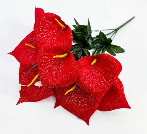 Каллы с блестками 10 цветков 