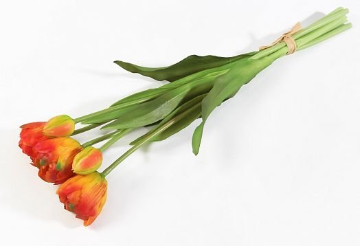 Букет открытых тюльпанов 3+2 оранжевые от магазина KALINA являющийся официальным дистрибьютором в России 