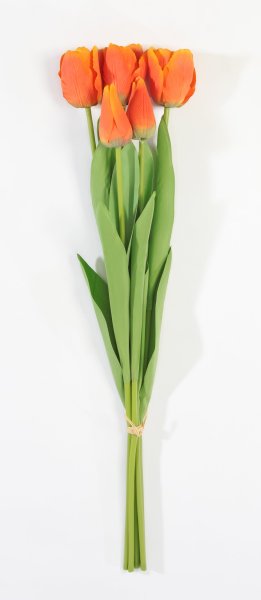 Тюльпан с латексным покрытием оранжевый (12 букетов по 5 шт)