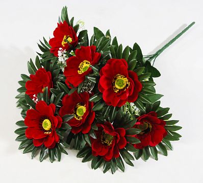 Букет георгина из бархата "Алый парус"  9 цветков от магазина KALINA являющийся официальным дистрибьютором в России 
