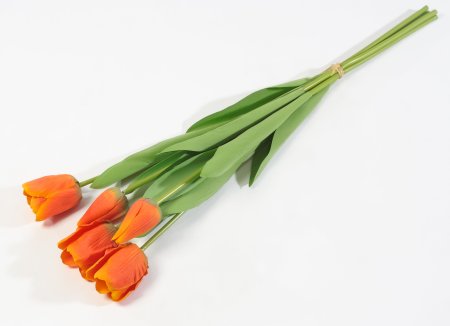 Тюльпан с латексным покрытием оранжевый (12 букетов по 5 шт)