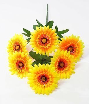 Букет ромашек "Реснички желтый" 6 веток 6 цветков. от магазина KALINA являющийся официальным дистрибьютором в России 