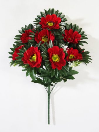 Букет георгина из бархата Алый парус 9 цветков