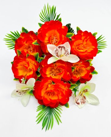 Георгин с нарциссом "Макарун" 7 цветков