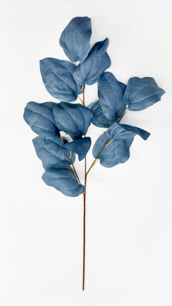 Ветка декоративная с крупным листом синяя