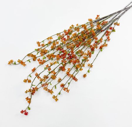 Ветка декоративная "Мелкоцвет" оранжевая