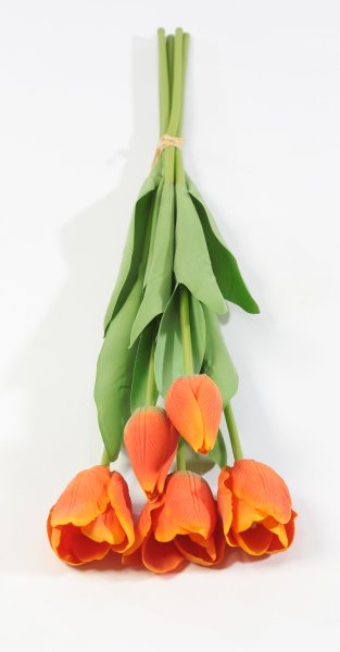 Тюльпан с латексным покрытием оранжевый (12 букетов по 5 шт)