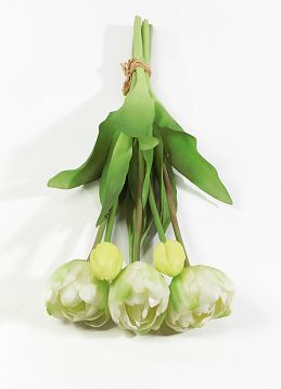 Букет открытых тюльпанов 3+2 белые от магазина KALINA являющийся официальным дистрибьютором в России 