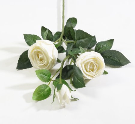 Ветка розы 3 цветка с латексным покрытием белая