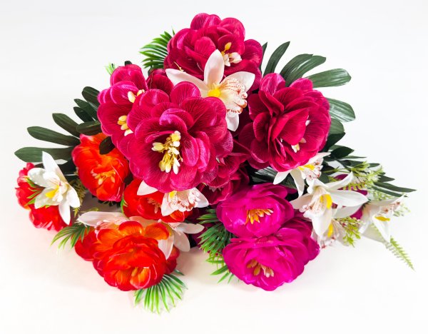 Георгин с нарциссом и листом пальмы 13 веток