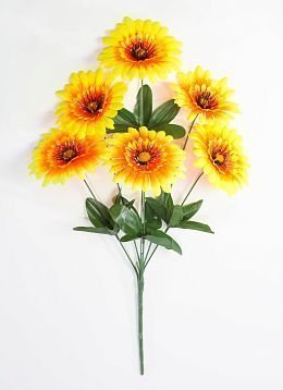 Букет ромашек "Реснички желтый" 6 веток 6 цветков. от магазина KALINA являющийся официальным дистрибьютором в России 