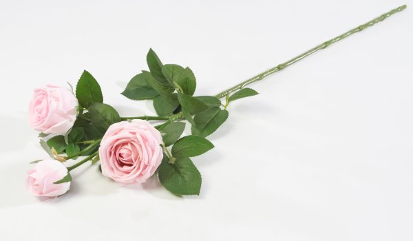 Ветка розы 3 цветка с латексным покрытием светло-розовая
