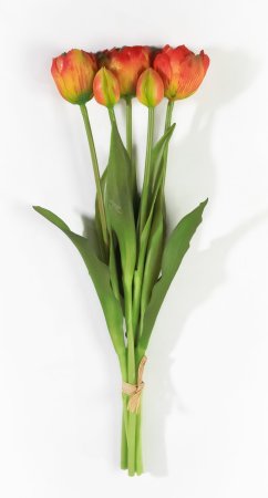 Букет открытых тюльпанов 3+2 оранжевые
