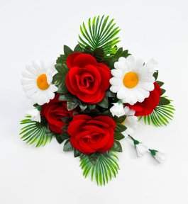 Роза с ромашкой "Баженка" 7 цветков