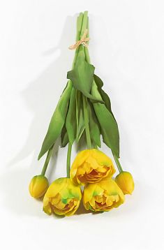 Букет открытых тюльпанов 3+2 желтые от магазина KALINA являющийся официальным дистрибьютором в России 