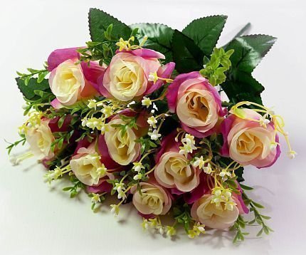 Роза "Адель" малая 10 цветков искусственная от магазина KALINA являющийся официальным дистрибьютором в России 
