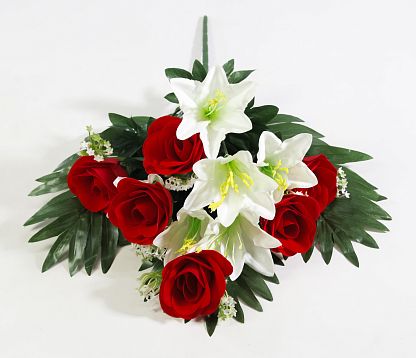 Роза с лилией "Крафт" 9 цветков от магазина KALINA являющийся официальным дистрибьютором в России 