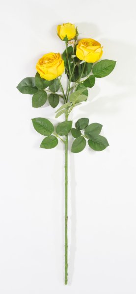 Ветка розы 3 цветка с латексным покрытием желтая