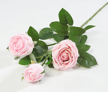 Ветка розы 3 цветка с латексным покрытием светло-розовая от магазина KALINA являющийся официальным дистрибьютором в России 