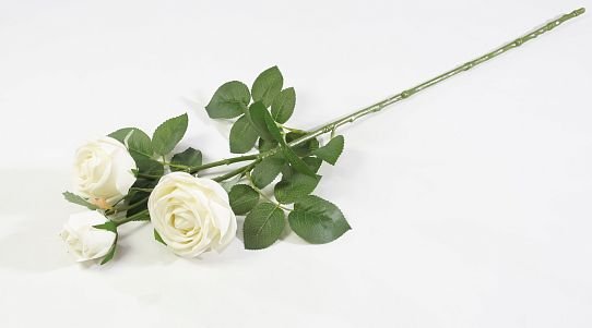 Ветка розы 3 цветка с латексным покрытием молочная от магазина KALINA являющийся официальным дистрибьютором в России 