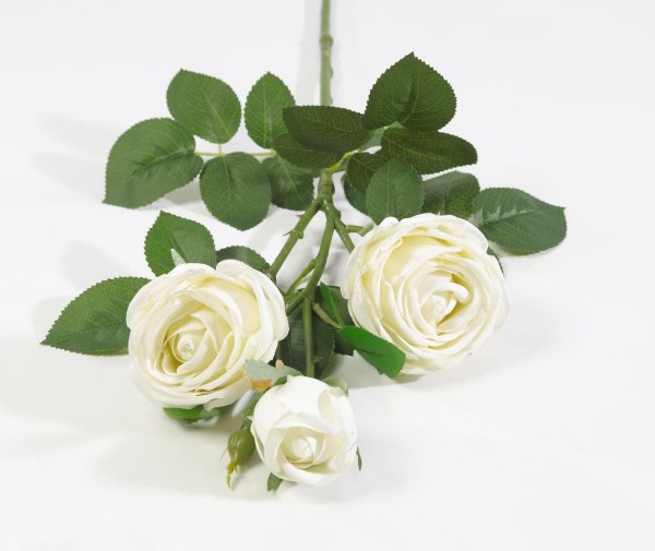 Ветка розы 3 цветка с латексным покрытием молочная