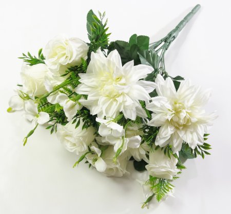 Букет георгин с розами 18 веток