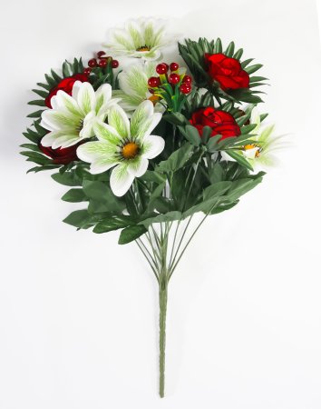 Роза с ромашкой и ягодкой 12 веток