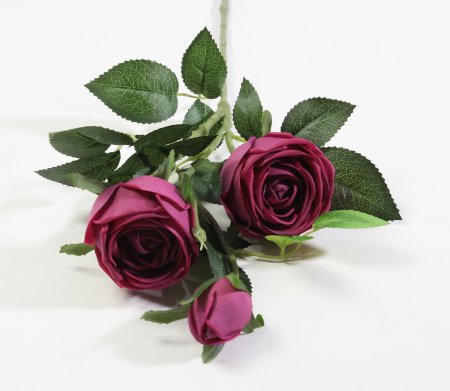 Ветка розы 3 цветка с латексным покрытием бордо