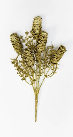 Ветка с шишками "Блеск" золото
