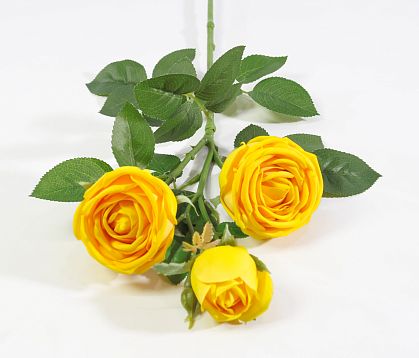 Ветка розы 3 цветка с латексным покрытием желтая от магазина KALINA являющийся официальным дистрибьютором в России 
