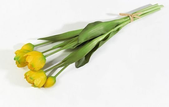 Букет открытых тюльпанов 3+2 желтые от магазина KALINA являющийся официальным дистрибьютором в России 