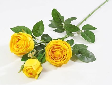 Ветка розы 3 цветка с латексным покрытием желтая от магазина KALINA являющийся официальным дистрибьютором в России 