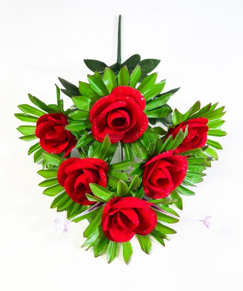 Роза с блестками 6 цветков