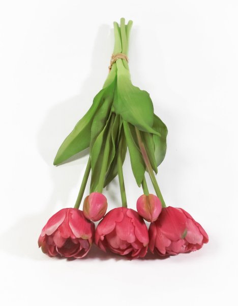 Букет открытых тюльпанов 3+2 красный