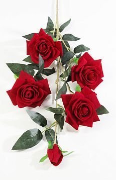 Ветка розы "Алая заря" 4 цветка 1 бутон от магазина KALINA являющийся официальным дистрибьютором в России 