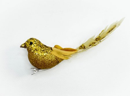 Птичка в блестках золото