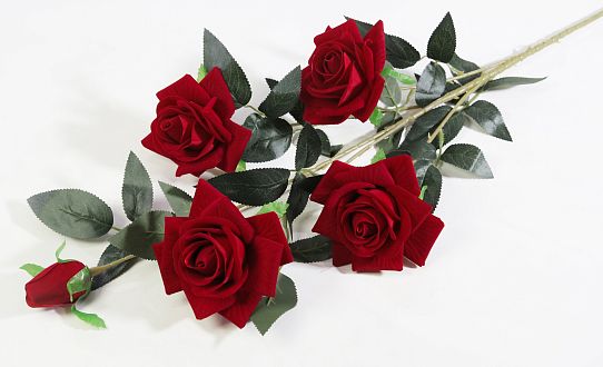 Ветка розы "Алая заря" 4 цветка 1 бутон от магазина KALINA являющийся официальным дистрибьютором в России 