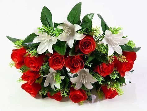 Роза с лилией 18 цветков от магазина KALINA являющийся официальным дистрибьютором в России 