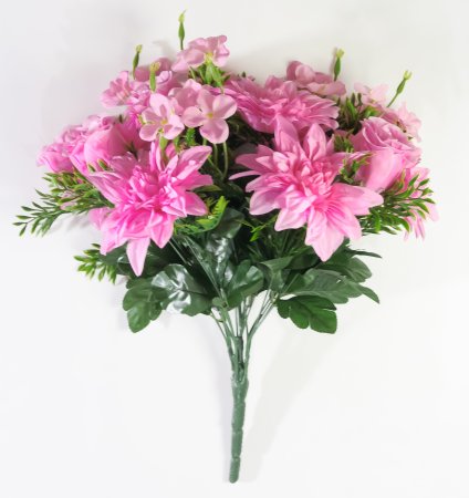 Букет георгин с розами 18 веток