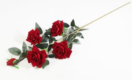 Ветка розы "Алая заря" 4 цветка 1 бутон