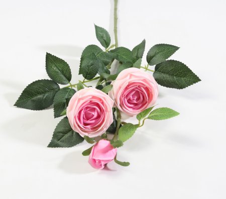 Ветка розы 3 цветка с латексным покрытием нежно- розовый