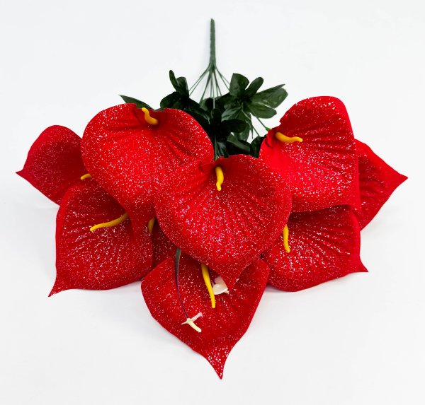 Каллы с блестками 10 цветков 