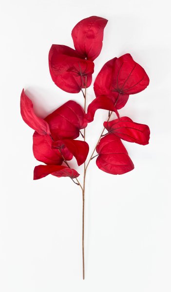 Ветка декоративная с крупным листом бордо