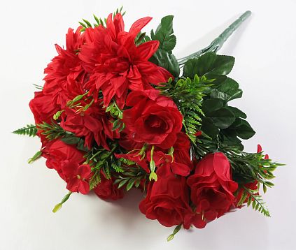 Букет георгин с розами 18 веток от магазина KALINA являющийся официальным дистрибьютором в России 
