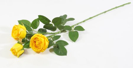 Ветка розы 3 цветка с латексным покрытием желтая
