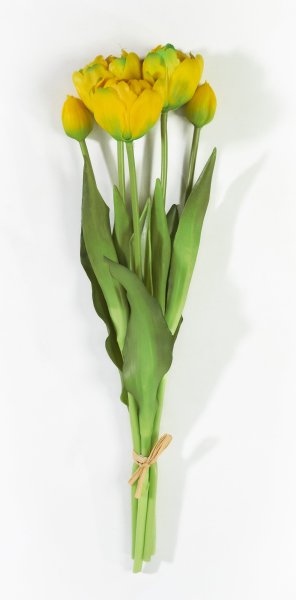 Букет открытых тюльпанов 3+2 желтые